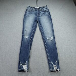 BKE Jeans Womens 24x27 Blue Billie High Rise Ankle Skinny Slim Fit Distressed